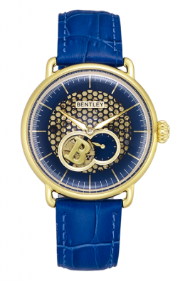 Product SKU: 1798-20KNN-KCase Material: Gold tone caseCase Size: 42.0mmDial Size: 36.5mm X 36.5 mmDial Color: BlueBracelet:  Blue calfskin leather strapCrystal: Sapphire crystal with anti-reflective treatmentCrown: 7.0mmMovement: 82S5 /  Automatic  
