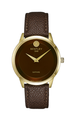 Product SKU: 1808-10MKDDDescription: Gold tone caseCase Size: 39.5mm X 44.5mmDial Size: Ø 34.5mmDial Color: Brown dial Bracelet:  Brown calfskin leather strapCrystal: Sapphire crystal glassCrown: 4.5mmMovement: GL20