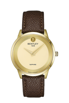Product SKU: 1808-10MKKDDescription: Gold tone caseCase Size: 39.5mm X 44.5mmDial Size: Ø 34.5mmDial Color: Gold dialBracelet:  Brown calfskin leather strapCrystal: Sapphire crystal glassCrown:  4.5mmMovement: GL20