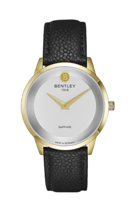 Product SKU: 1808-10MKWBDescription: Gold tone caseCase Size: 39.5mm X 44.5mmDial Size: Ø 34.5mmDial Color: White dial Bracelet:  Black calfskin leather strapCrystal: Sapphire crystal glassCrown: 4.5mmMovement: GL20