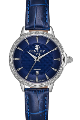 Product SKU: 1827-101LWNNCase Material: Stainless steel case,Case with 63pcs white sapphireCase Size: 32.0mm X 37.5mmDial Size: 26.0 mmDial Color: Blue dialBracelet:  Blue calfskin leather strapCrystal: apphire crystal glassCrown: 5.5mmMovement: GN10