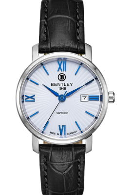 Product SKU: 1830-10LWWBCase Material: Stainless steel caseCase Size: 32.0mm X 32.0mmDial Size: 26.5 mmDial Color: White dialBracelet:  Black calfskin leather strapCrystal: Sapphire crystal glassCrown: 4.0mmMovement: VX12E