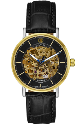 Product SKU: 1833-15MTBBCase Material: Gold two tone caseCase Size: 39.0mm X 34.0mmDial Size: 34.0 mmDial Color: Black dial Bracelet:  Black calfskin leather strapCrystal: Sapphire crystal glassCrown: 5.5mmMovement: 8N24 / Automatic