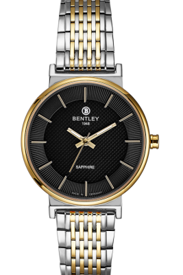Product SKU: 1855-10LTBICase Material: Gold two tone stainless steelCase Size: 30.0mm X 36.0mmDial Size: 26.5 mmDial Color: Black dialCrystal: Sapphire crystal glassCrown: 3.5mmMovement: VX51