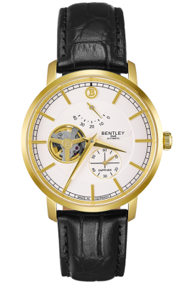 Product SKU: 1862-15MKWBCase Material: Gold tone caseCase Size: 40.0mm X 46.3mmDial Size: Ø 35.0 mmDial Color: White dialBracelet:  Black calfskin leather strapCrystal: Sapphire crystal glassCrown: 5.5mmMovement: EPSON YN88 / Automatic