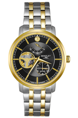 Product SKU: 1862-15MTBICase Material: Gold two tone stainless steelCase Size: 40.0mm X 46.3mmDial Size: Ø 35.0 mmDial Color: Black dialCrystal: Sapphire crystal glassCrown: 5.5mmMovement: EPSON YN88 / Automatic
