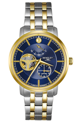 Product SKU: 1862-15MTNICase Material: Gold two tone stainless steelCase Size: 40.0mm X 46.3mmDial Size: Ø 35.0 mmDial Color: Blue dialCrystal: Sapphire crystal glassCrown: 5.5mmMovement: EPSON YN88 / Automatic