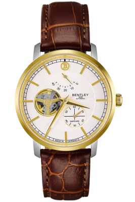 Product SKU: 1862-15MTWDCase Material: Gold two tone caseCase Size: 40.0mm X 46.3mmDial Size: Ø 35.0 mmDial Color: White dialBracelet:  Brown calfskin leather strapCrystal: Sapphire crystal glassCrown: 5.5mmMovement: EPSON YN88 / Automatic