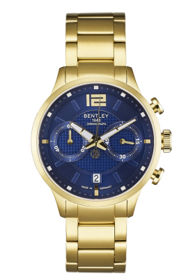 型号: BL1812-10MKNI商品介绍: 6點鐘設有日期視窗 / 3點鐘則為小秒盤 / 計時功能以2點鐘跳色按把啟動，並由中央計時秒針及9點鐘計分盤讀取
材质: IP金色不鏽鋼殼帶表壳尺寸: 42.0mm X 49.0mm表盘尺寸: 37.0 mm表盘颜色: 藍色表镜: 藍寶石水晶鏡面表冠: 7.0mm机芯: 6S21