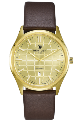 Product SKU: 1871-10MKKDCase Material: Gold tone caseCase Size: 41.0mm X 47.5mmDial Size: Ø 34.0 mmDial Color: Gold dial Bracelet:  Brown calfskin leather strapCrystal: Sapphire crystal glassCrown: 4.5mmMovement: VX3KE-6H