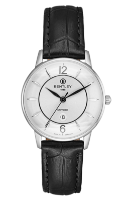 Product SKU: 1853-10LWCBCase Material: Stainless steel caseCase Size: 32.0mm X 37.0mmDial Size: 28.0 mmDial Color: Silver dialBracelet:  Black calfskin leather strapCrystal: Sapphire crystal glassCrown: 3.5mmMovement: VX82