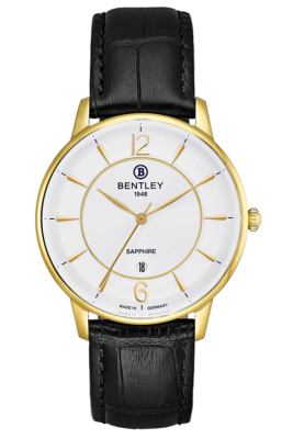 Product SKU: 1853-10MKCBCase Material: Gold tone caseCase Size: 40.0mm X 46.5mmDial Size: 36.5 mmDial Color: Silver dialBracelet:  Black calfskin leather strapCrystal: Sapphire crystal glassCrown: 4.5mmMovement: VX32