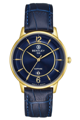 Product SKU: 1853-10MKNNCase Material: Gold tone caseCase Size: 40.0mm X 46.5mmDial Size: 36.5 mmDial Color: Blue dialBracelet:  Blue calfskin leather strapCrystal: Sapphire crystal glassCrown: 4.5mmMovement: VX32