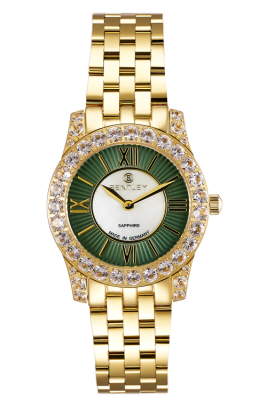 Product SKU: BL2415-101BKGIDescription: Gold tone stainless steelCase Material: Case with 39pcs white sapphireCase Size: 31.0mm X 51.2mmDial Size: Ø 23.0mmDial Color: Green dialCrystal: Sapphire crystalCrown: 4.0mmMovement: RONDA 762