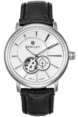Product SKU: 1690-15001Case Material: Stainless steel caseCase Size: 42.0mm X 44.7mmDial Size: 36.0mm X 36.0mmDial Color: Silver dialBracelet:  Black calfskin leather strapCrystal: Sapphire crystal with anti-reflective treatmentCrown: 7.0mmMovement: MIYOTA 82S5 / Automatic