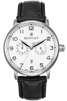 Product SKU: 1690-20001Case Material: Stainless steel caseCase Size: 42.0mm X 44.7mmDial Size: 36.0mm X 36.0mmDial Color: Silver dialBracelet:  Black calfskin leather strapCrystal: Sapphire crystal with anti-reflective treatmentCrown: 7.0mmMovement: MIYOTA OS21