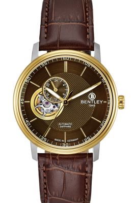 Product SKU: 1832-25MTDDCase Material: Gold two tone caseCase Size: 40.0mm X 46.0mmDial Size: 34.0 mmDial Color: Brown dialBracelet:  Brown calfskin leather strapCrystal: Sapphire crystal glassCrown: 5.5mmMovement: NH39 / Automatic