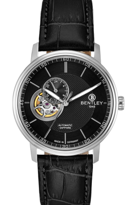 Product SKU: 1832-25MWBBCase Material: Stainless steel caseCase Size: 40.0mm X 46.0mmDial Size: 34.0 mmDial Color: Black dialBracelet:  Black calfskin leather strapCrystal: Sapphire crystal glassCrown: 5.5mmMovement: NH39 / Automatic
