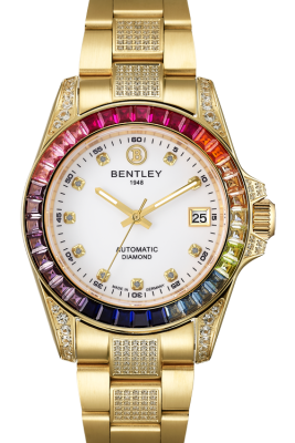 Product SKU: BL2419-152MKWIDescription: Gold tone stainless steelCase Material: Case with 46pcs white sapphire & 37pcs chroma zirconsCase Size: 39.0mm X 48.0mmDial Size: Ø 29.0mmDial Color: White diall with 10pcs diamondBracelet:  Band with 130pcs white sapphireCrystal: Sapphire crystal glassCrown: 7.0mmMovement: NH35 / Automatic