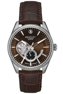 Product SKU: BL1831-251MWDDCase Material: Stainless steel case,Case with 64pcs white sapphireCase Size: 41.0mm X 47.5mmDial Size: Ø 35.0mmDial Color: Brown dialBracelet:  Brown calfskin leather strapCrystal: Sapphire crystal glassCrown: Ø 6.5mmMovement: YN74A/Automatic