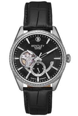 Product SKU: BL1831-251MWBBCase Material: Stainless steel case,Case with 64pcs white sapphireCase Size: 41.0mm X 47.5mmDial Size: Ø 35.0mmDial Color: Black dialBracelet:  Black calfskin leather strapCrystal: Sapphire crystal glassCrown: Ø 6.5mmMovement: YN74A/Automatic