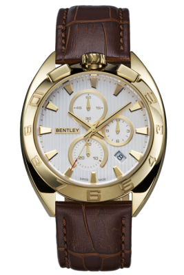 Product SKU: BL82-20473-1Case Material: Gold tone caseCase Size: 43.0mm X 46.0mmDial Size: Ø 32.0mmDial Color: Silver dialBracelet:  Brown genuine leather strapCrystal: Sapphire crystal glassCrown: Ø 7.5mmMovement: RONDA 5030.D