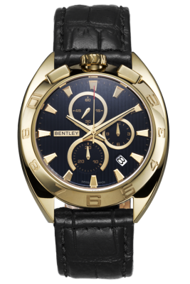 Product SKU: BL82-20481-1Case Material: Gold tone caseCase Size: 43.0mm X 46.0mmDial Size: Ø 32.0mm	Dial Color: Black dialBracelet:  Black genuine leather strapCrystal: Sapphire crystal glassCrown: Ø 7.5mmMovement: RONDA 5030.D