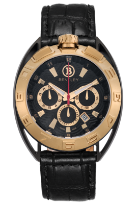 Product SKU: BL82-70781-1Case Material: Titanium case with gold two tone plating Case Size: 46.0mm X 54.5mmDial Size: Ø 34.0mmDial Color: Black dialBracelet:  Black genuine leather strapCrystal: Sapphire crystal glassCrown: Ø 8.0mmMovement: Ronda 3540.D