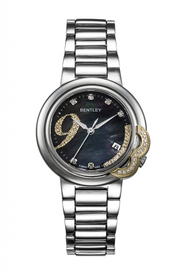Product SKU: 89-202010Case Material: Gold two tone stainless steel,Case with 13pcs diamondCase Size: 35.0mm X 41.7mmDial Size: 25.0mm X 25.0mmDial Color: Black MOP dial with 6pcs diamondCrystal: Sapphire crystal with anti-reflective treatmentCrown: 4.0mmMovement: RONDA 705-3