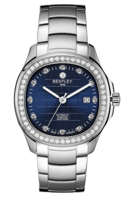 Product SKU: BL1869-252MWNICase Material: All stainless steel,Case with 50pcs white sapphireCase Size: 42.0mm X 47.0mmDial Size: Ø 30.6mmDial Color: Blue dial with 12pcs diamond Crystal: Sapphire crystal glassCrown: 6.0mmMovement: SL1701-0005/Automatic