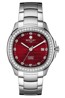 Product SKU: BL1869-252MWRICase Material: All stainless steelCase with 50pcs white sapphireCase Size: 42.0mm X 47.0mmDial Size: Ø 30.6mmDial Color: Brick red dial with 12pcs diamond Crystal: Sapphire crystal glassCrown: 6.0mmMovement: SL1701-0005/Automatic
