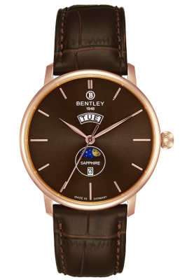 Product SKU: BL2222-10MRDDCase Material: Rose gold tone caseCase Size: 42.0mm X 46.5mmDial Size: Ø36.5 mmDial Color: Brown dialBracelet:  Brown calfskin leather strapCrystal: Sapphire crystal glassCrown: 5.5mmMovement: VX33E 12M