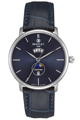 Product SKU: BL2222-10MWNNCase Material: Stainless steel caseCase Size: 42.0mm X 46.5mmDial Size: Ø36.5 mmDial Color: Blue dialBracelet:  Blue calfskin leather strapCrystal: Sapphire crystal glassCrown: 5.5mmMovement: VX33E 12M