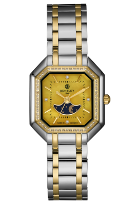 Product SKU: BL2332-102LTYI-KCase Material: Gold two tone stainless steel,Case with 56pcs white sapphireCase Size: 30.0mm X 34.5mmDial Size: Ø 19.5mmDial Color: Chrome Yellow MOP dial with 4pcs diamondCrystal: Sapphire crystal glassCrown: Ø 4.0mmMovement: PC29