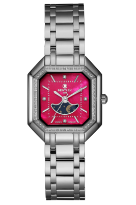 Product SKU: BL2332-102LWVI Case Material: All stainless steel,Case with 56pcs white sapphireCase Size: 30.0mm X 34.5mmDial Size: Ø 19.5mmDial Color: Medium Violet Red MOP dial with 4pcs diamondCrystal: Sapphire crystal glassCrown: Ø 4.0mmMovement: PC29