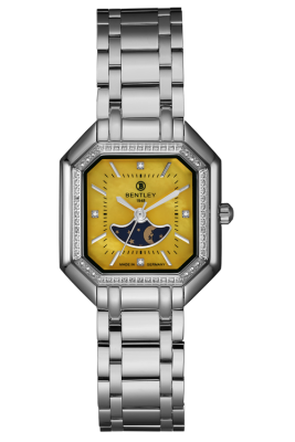 Product SKU: BL2332-102LWYICase Material: All stainless steel,Case with 56pcs white sapphireCase Size: 30.0mm X 34.5mmDial Size: Ø 19.5mmDial Color: Chrome Yellow MOP dial with 4pcs diamondCrystal: Sapphire crystal glassCrown: Ø 4.0mmMovement: PC29