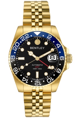 Product SKU: BL2335-15MKBI-BNDescription: Black & Blue ceramic bezel

Case Material: Gold tone stainless steelCase Size: 40.3mm X 47.5mmDial Size: Ø 30.0mmDial Color: Black dialCrystal: Sapphire crystal glassCrown: Ø 7.0mmMovement: NH34 / AUTOMATIC