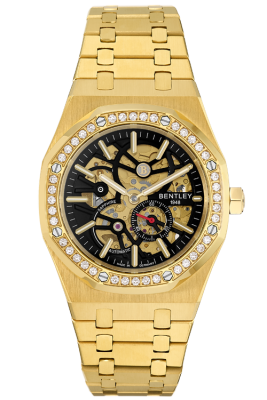 Product SKU: BL2416-251MKBIDescription: Gold tone stainless steelCase Material: Case with 40pcs white sapphireCase Size: 41.0mm X 51.6mmDial Size: Ø 30.0mmDial Color: Black dialCrystal: Sapphire crystal glassCrown: Ø 6.0mmMovement: 8N40 / Automatic