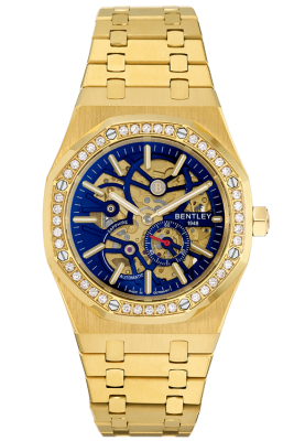 Product SKU: BL2416-251MKNIDescription: Gold tone stainless steelCase Material: Case with 40pcs white sapphireCase Size: 41.0mm X 51.6mmDial Size: Ø 30.0mmDial Color: Blue dialCrystal: Sapphire crystal glassCrown: Ø 6.0mmMovement: 8N40 / Automatic