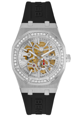 Product SKU: BL2416-251MWWBDescription: All stainless steelCase Material: Case with 40pcs white sapphireCase Size: 41.0mm X 51.6mmDial Size: Ø 30.0mmDial Color: White dialBracelet:  Black Rubber Band strapCrystal: Sapphire crystal glassCrown: Ø 6.0mmMovement: 8N40 / Automatic
