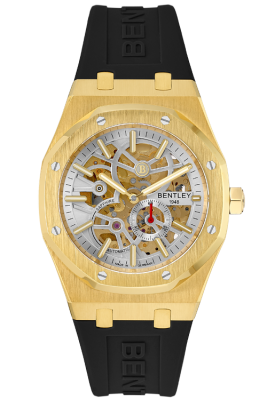 Product SKU: BL2416-25MKWBCase Material: Gold tone stainless steelCase Size: 41.0mm X 51.6mmDial Size: Ø 30.0mmDial Color: White dialBracelet:  Black Rubber Band strapCrystal: Sapphire crystal glassCrown: Ø 6.0mmMovement: 8N40 / Automatic