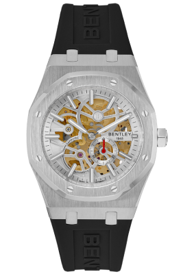 Product SKU: BL2416-25MWWBCase Material: All stainless steelCase Size: 41.0mm X 51.6mmDial Size: Ø 30.0mmDial Color: White dialBracelet:  Black Rubber Band strapCrystal: Sapphire crystal glassCrown: Ø 6.0mmMovement: 8N40 / Automatic