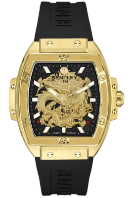 Product SKU: BL2426-15MKBBCase Material: Gold tone caseCase Size: 42.0mm X 50.0mmDial Size: Ø 30.0mmDial Color: Black dialBracelet:  Black Rubber Band strapCrystal: Sapphire crystal glassCrown: Ø 7.0mmMovement: 8N24