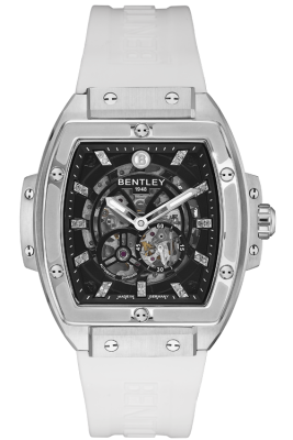 Product SKU: BL2426-252MWBWCase Material: Stainless steel caseCase Size: 42.0mm X 50.0mmDial Size: Ø 30.0mmDial Color: Black dial with 22pcs diamondBracelet:  White Rubber Band strapCrystal: Sapphire crystal glassCrown: Ø 7.0mmMovement: 8N24