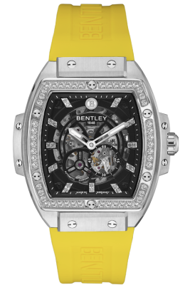 Product SKU: BL2426-252MWBY-SCase Material: Stainless steel case with 50pcs white sapphire Case Size: 42.0mm X 50.0mmDial Size: Ø 30.0mmDial Color: Black dial with 22pcs diamondBracelet:  Yellow Rubber Band strapCrystal: Sapphire crystal glassCrown: Ø 7.0mmMovement: 8N24