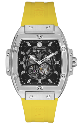 Product SKU: BL2426-252MWBYCase Material: Stainless steel caseCase Size: 42.0mm X 50.0mmDial Size: Ø 30.0mmDial Color: Black dial with 22pcs diamondBracelet:  Yellow Rubber Band strapCrystal: Sapphire crystal glassCrown: Ø 7.0mmMovement: 8N24