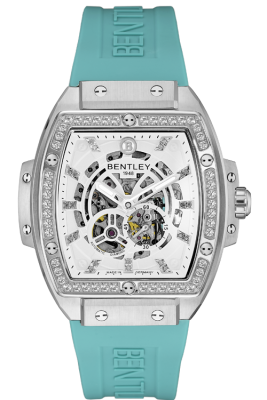 Product SKU: BL2426-252MWWN1-SCase Material: Stainless steel case with 50pcs white sapphire Case Size: 42.0mm X 50.0mmDial Size: Ø 30.0mmDial Color: White dial with 22pcs diamondBracelet:  Aqua blue Rubber Band strapCrystal: Sapphire crystal glassCrown: Ø 7.0mmMovement: 8N24