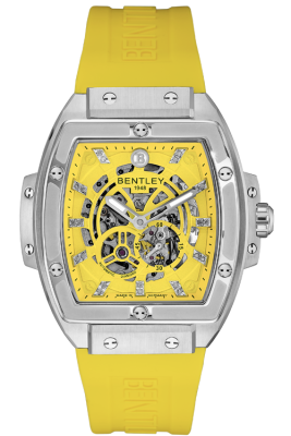 Product SKU: BL2426-252MWYYCase Material: Stainless steel caseCase Size: 42.0mm X 50.0mmDial Size: Ø 30.0mmDial Color: Yellow dial with 22pcs diamondBracelet:  Yellow Rubber Band strapCrystal: Sapphire crystal glassCrown: Ø 7.0mmMovement: 8N24