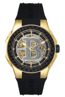 型号: BL2334-152MKWB商品介绍: 黑色碳纖維錶圈材质: IP金色不鏽鋼錶殼表壳尺寸: 43.0 X 54.0mm表盘尺寸: Ø33.0mm表盘颜色: 銀色面盤鑲 12顆美鑽 & B LOGO 鑲91顆白色藍寶石表带:  黑色橡膠錶帶表镜: 耐磨損藍寶石水晶玻璃表冠: Ø 7.5mm机芯: 8N24 / 自動表