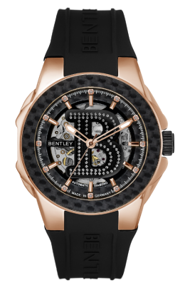 型号: BL2334-152MRBB商品介绍: 黑色碳纖維錶圈材质: IP玫瑰金色不鏽鋼錶殼表壳尺寸: 43.0 X 54.0mm表盘尺寸: Ø33.0mm表盘颜色: 黑色面盤鑲 12顆美鑽 & B LOGO 鑲91顆白色藍寶石表带:  黑色橡膠錶帶表镜: 耐磨損藍寶石水晶玻璃表冠: Ø 7.5mm机芯: 8N24 / 自動表